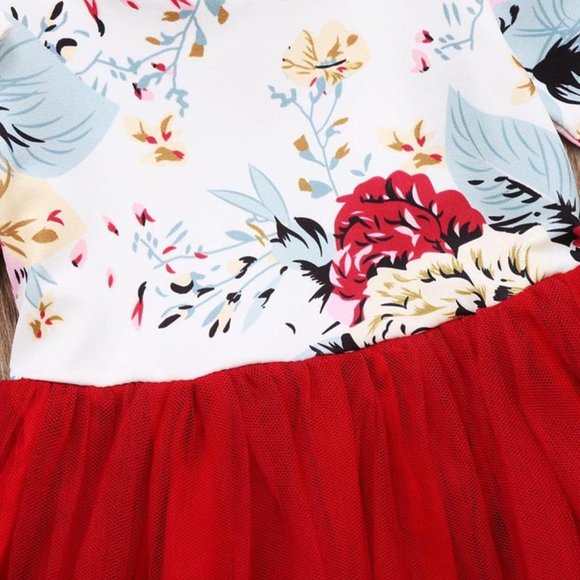 Burgundy Fall Long Sleeve Thanksgiving Dress Girl Outfit Clothes Dress - Picture 6 of 11